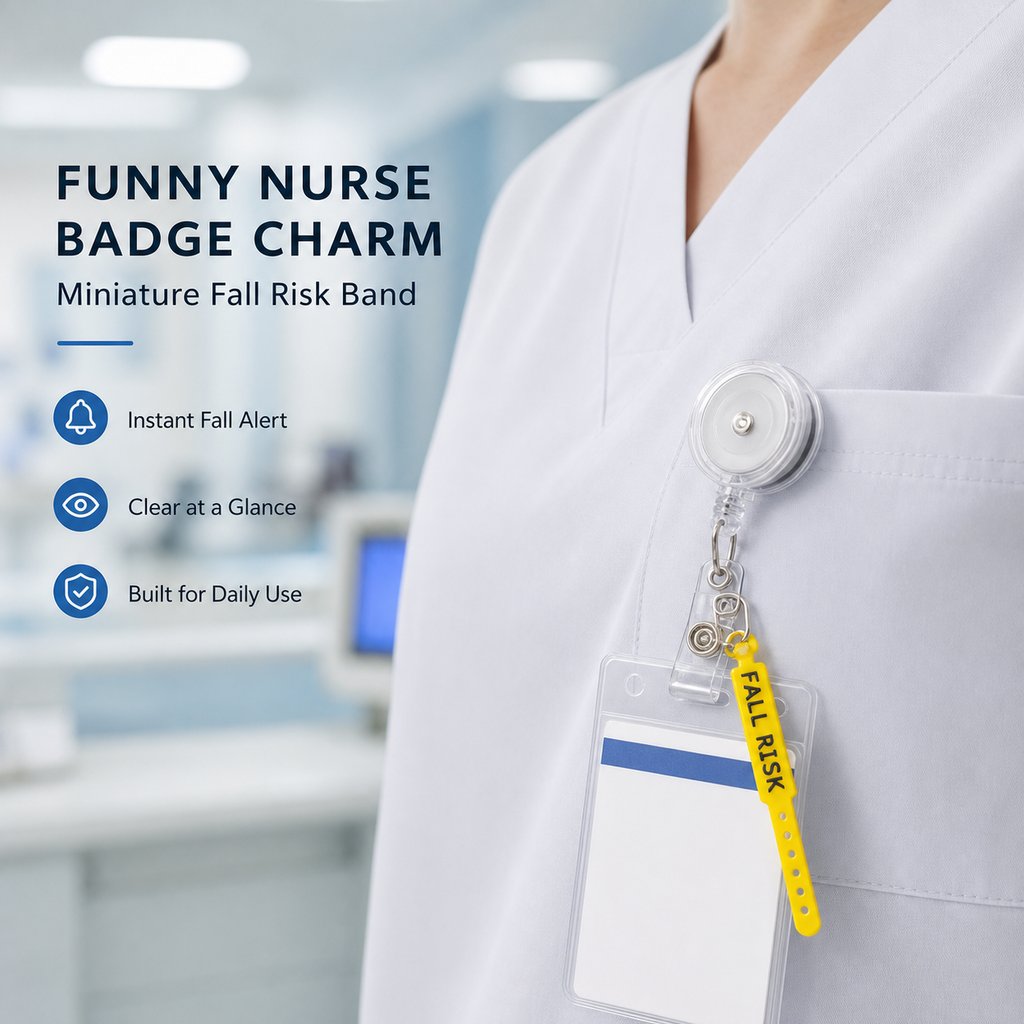 Funny Nurse badge charm - Miniature Fall Risk band