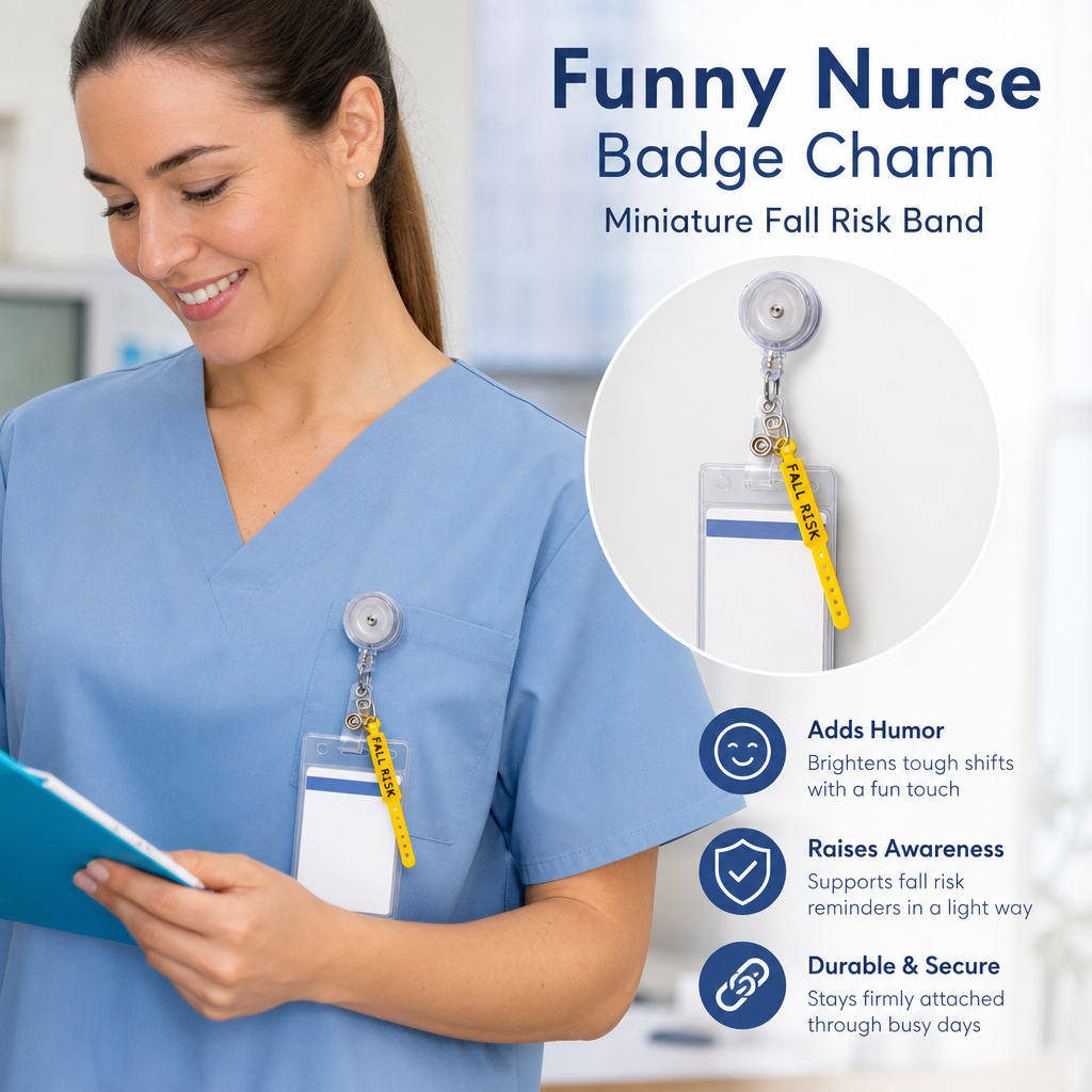 Funny Nurse badge charm - Miniature Fall Risk band