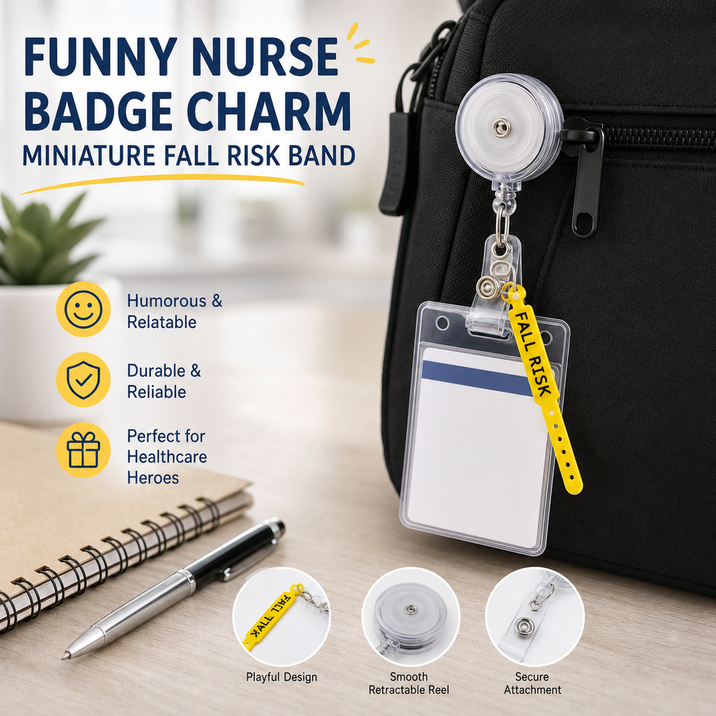Funny Nurse badge charm - Miniature Fall Risk band